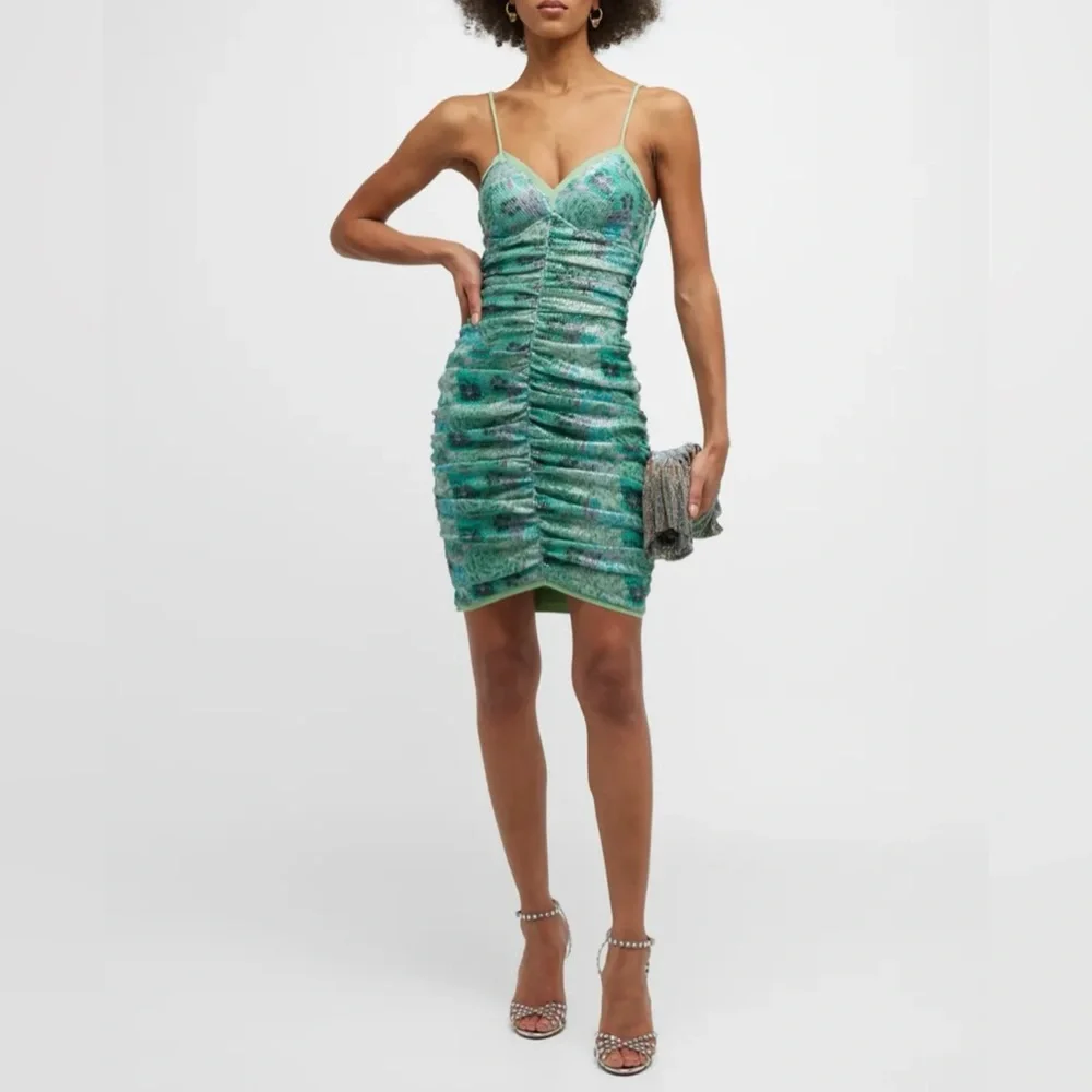 NWT Chiara Boni Exclusive Neiman Cocktail Party Pastel Floral Ruched Dress - Picture 1 of 15